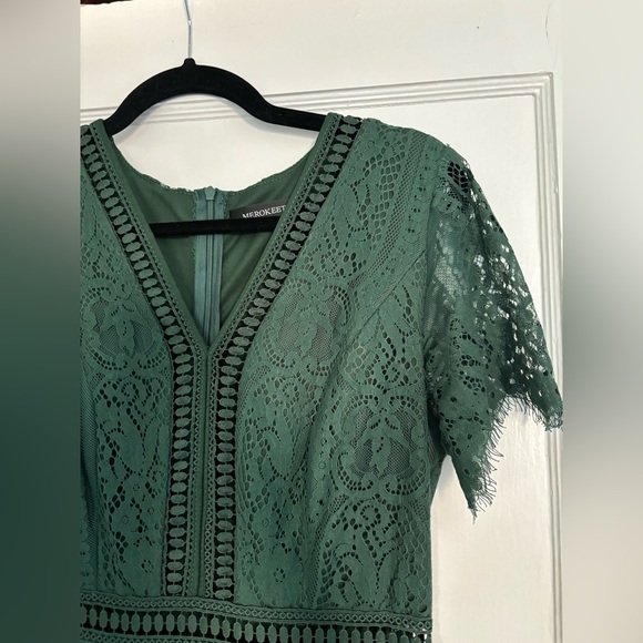 Lace Maxi Dress Event Fitted Bodice Size M - Picture 5 of 9